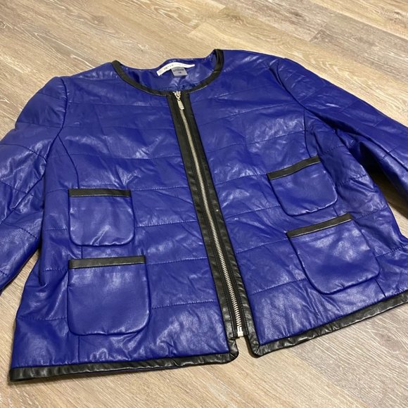 Peter Nygard Blue Faux Leather Jacket - Picture 6 of 10